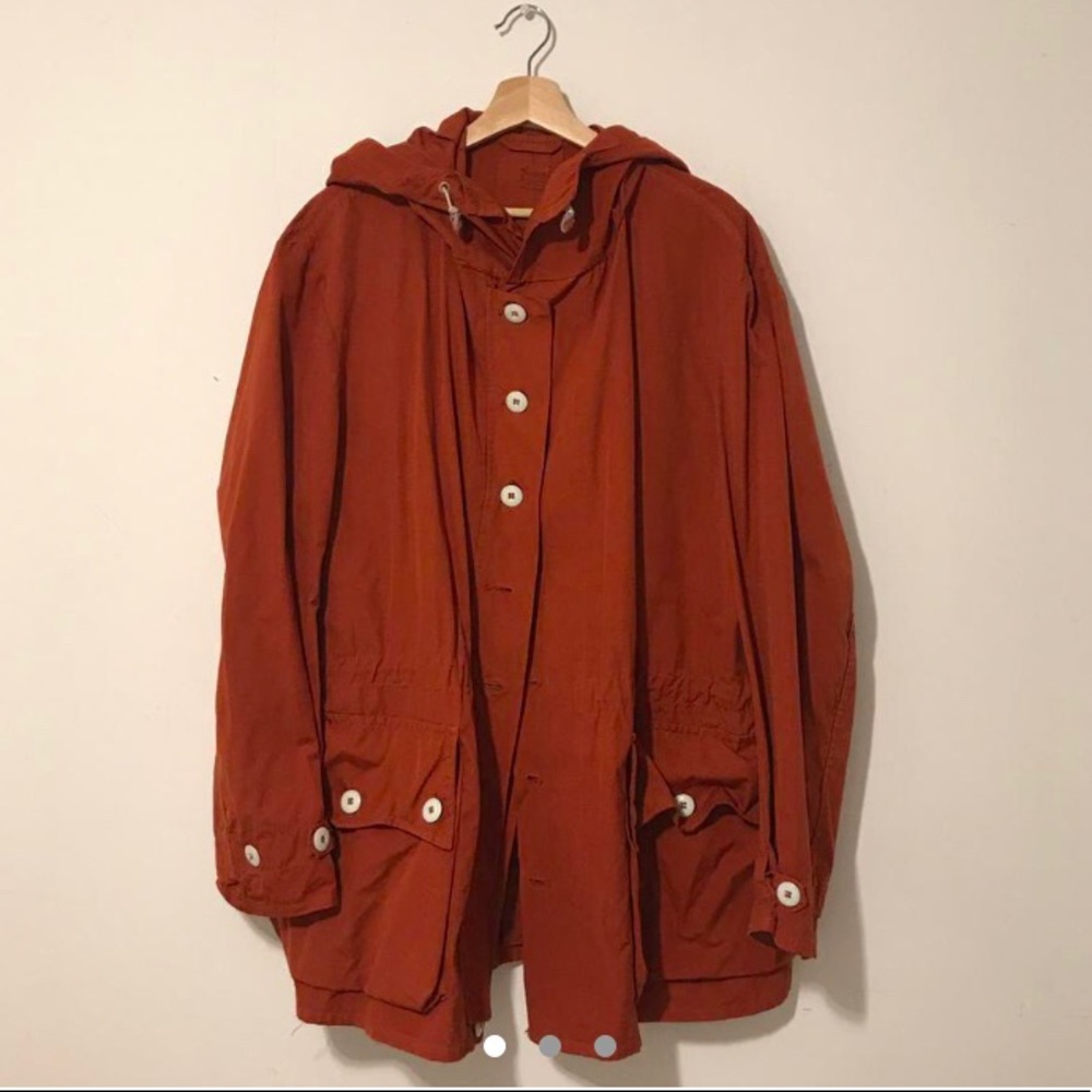 UO vintage oversized cotton parka jacket in dark orange